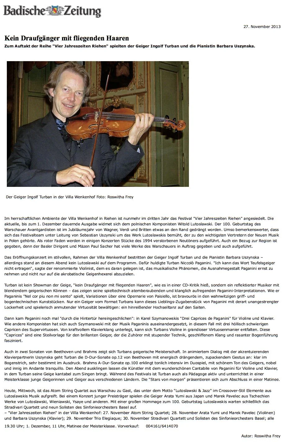 Badische Zeitung 27.11.2013
