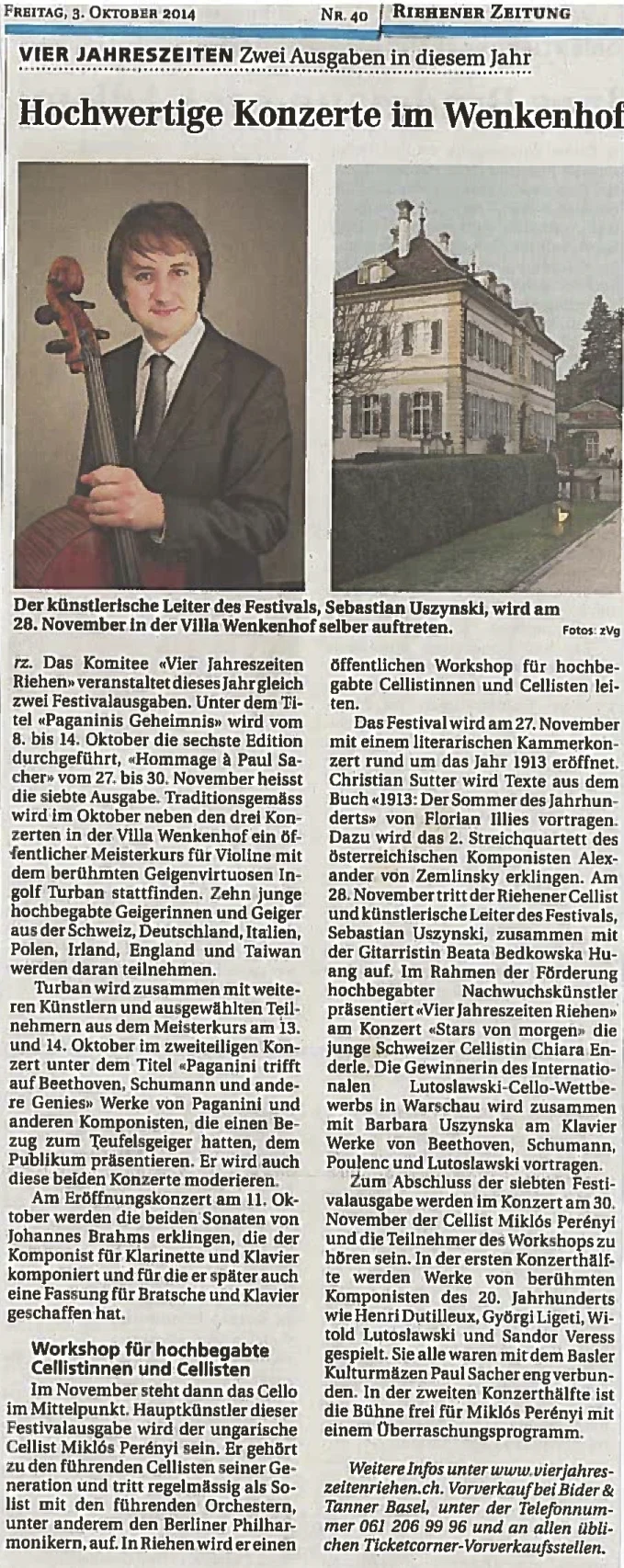 Riehener Zeitung 3.10.2014