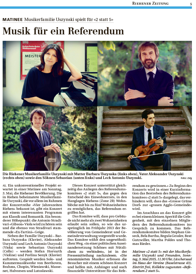 Riehener Zeitung 24.4.2015