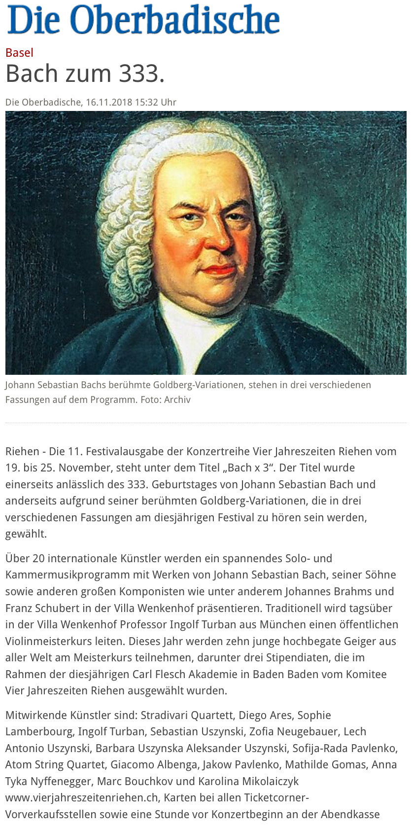 Die Oberbadische 16.11.2018