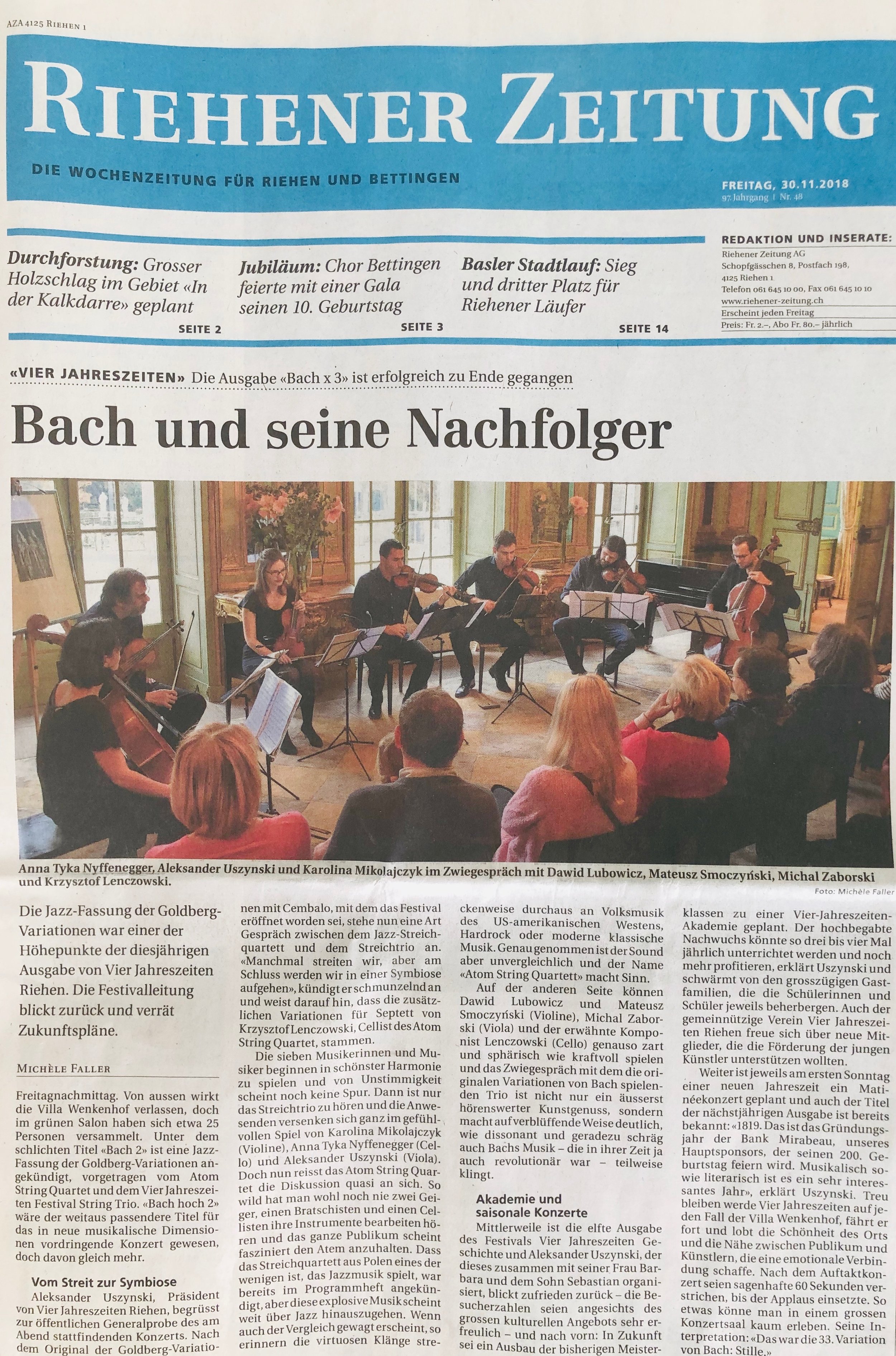 Riehener Zeitung 30.11.2018