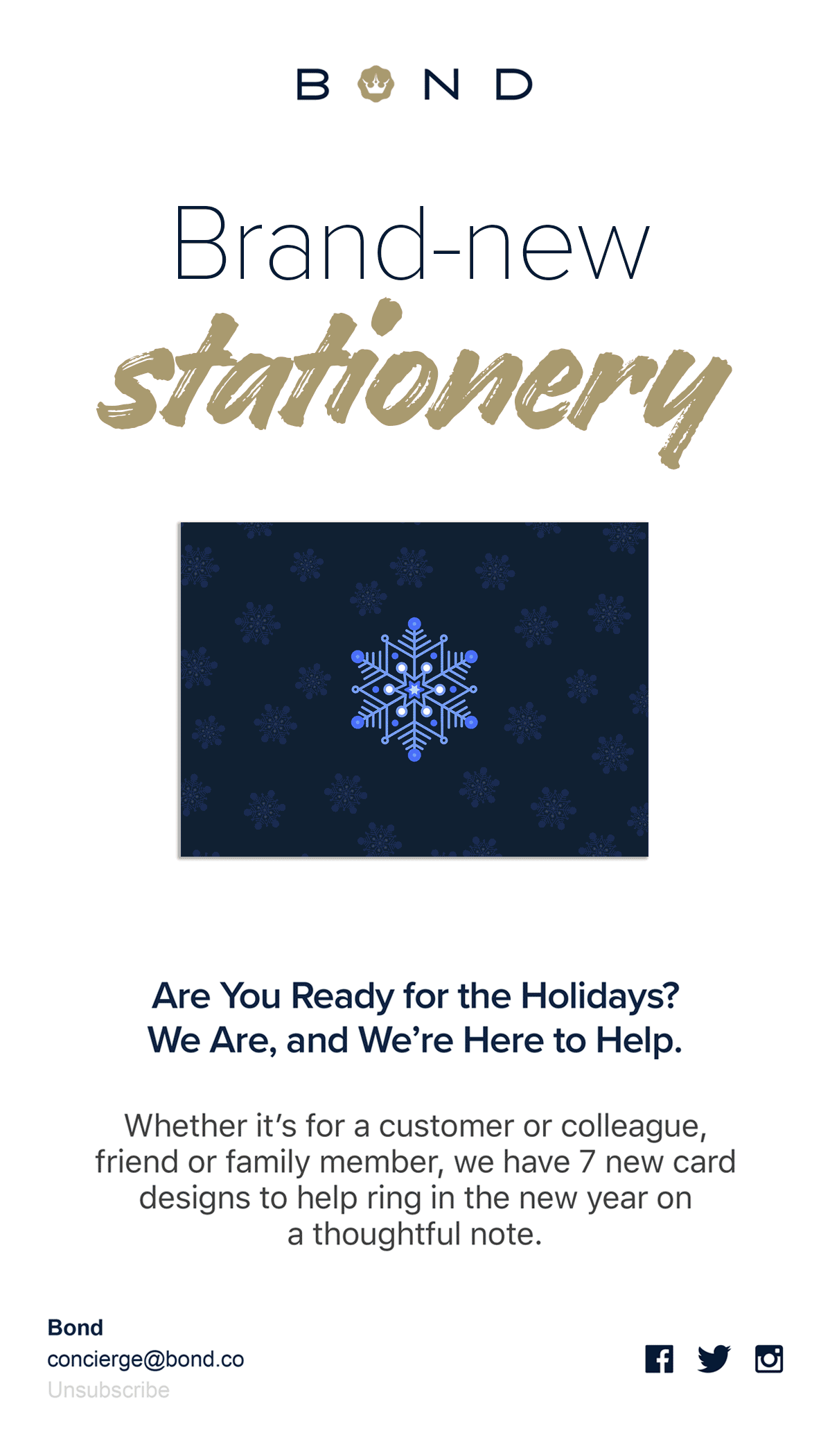 "Brand-new stationery" email (click to expand)