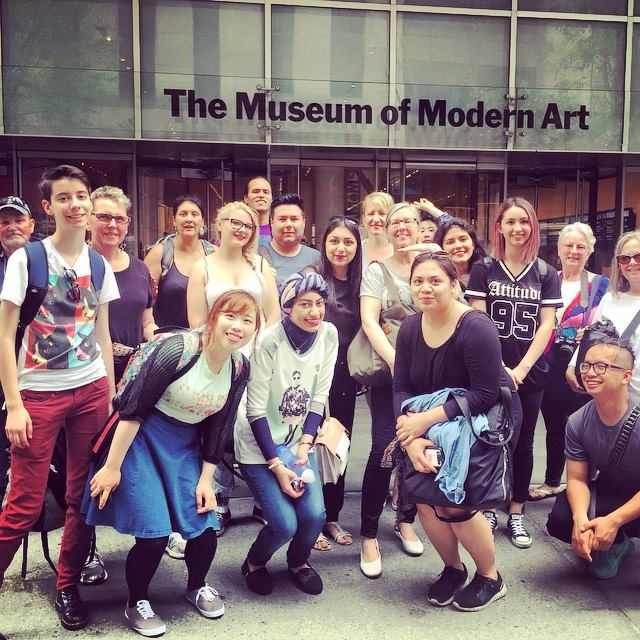 The group poses in front of the Museum of Modern Art-- Pauline in the foreground!