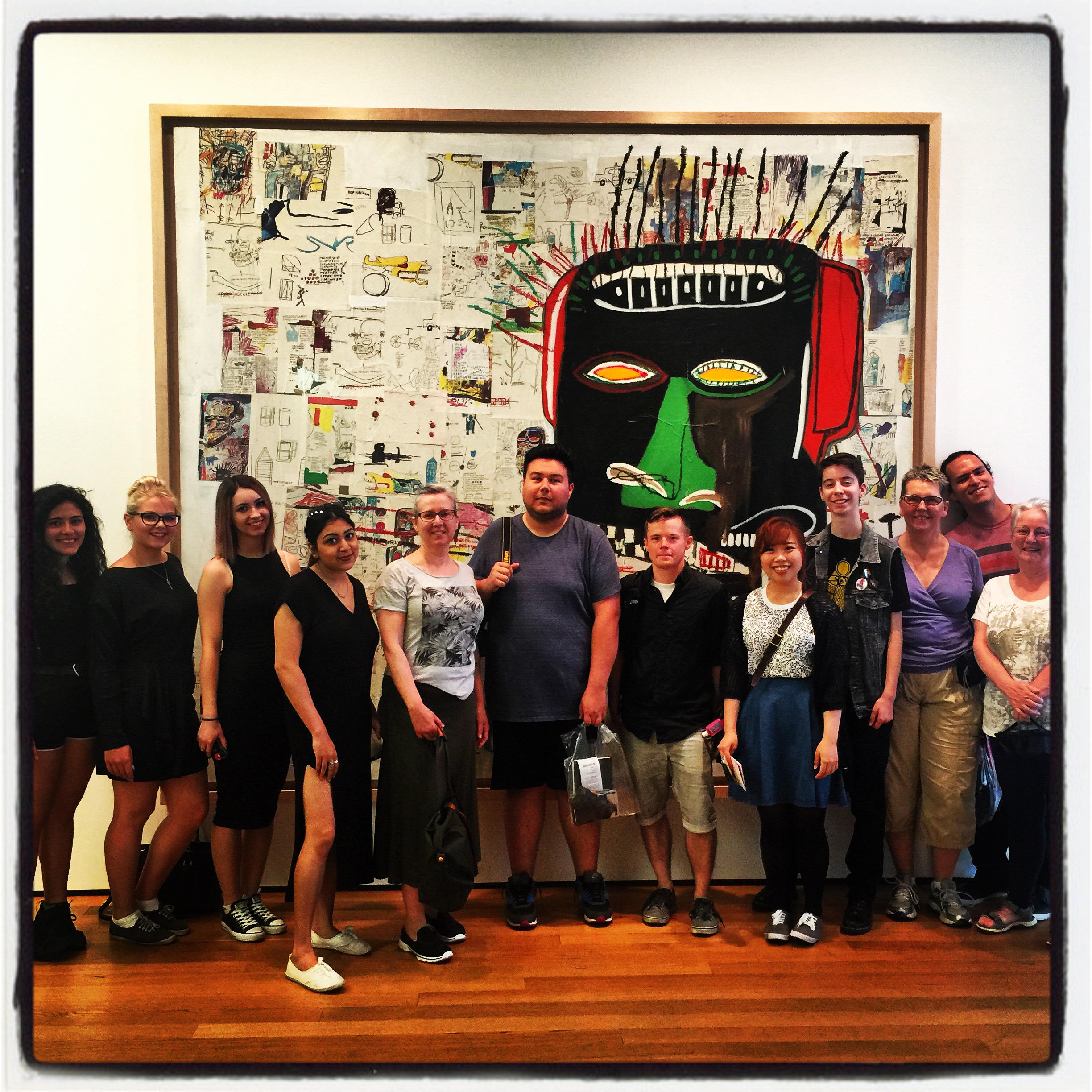 Posing with Basquiat at MoMA (James in the middle!).