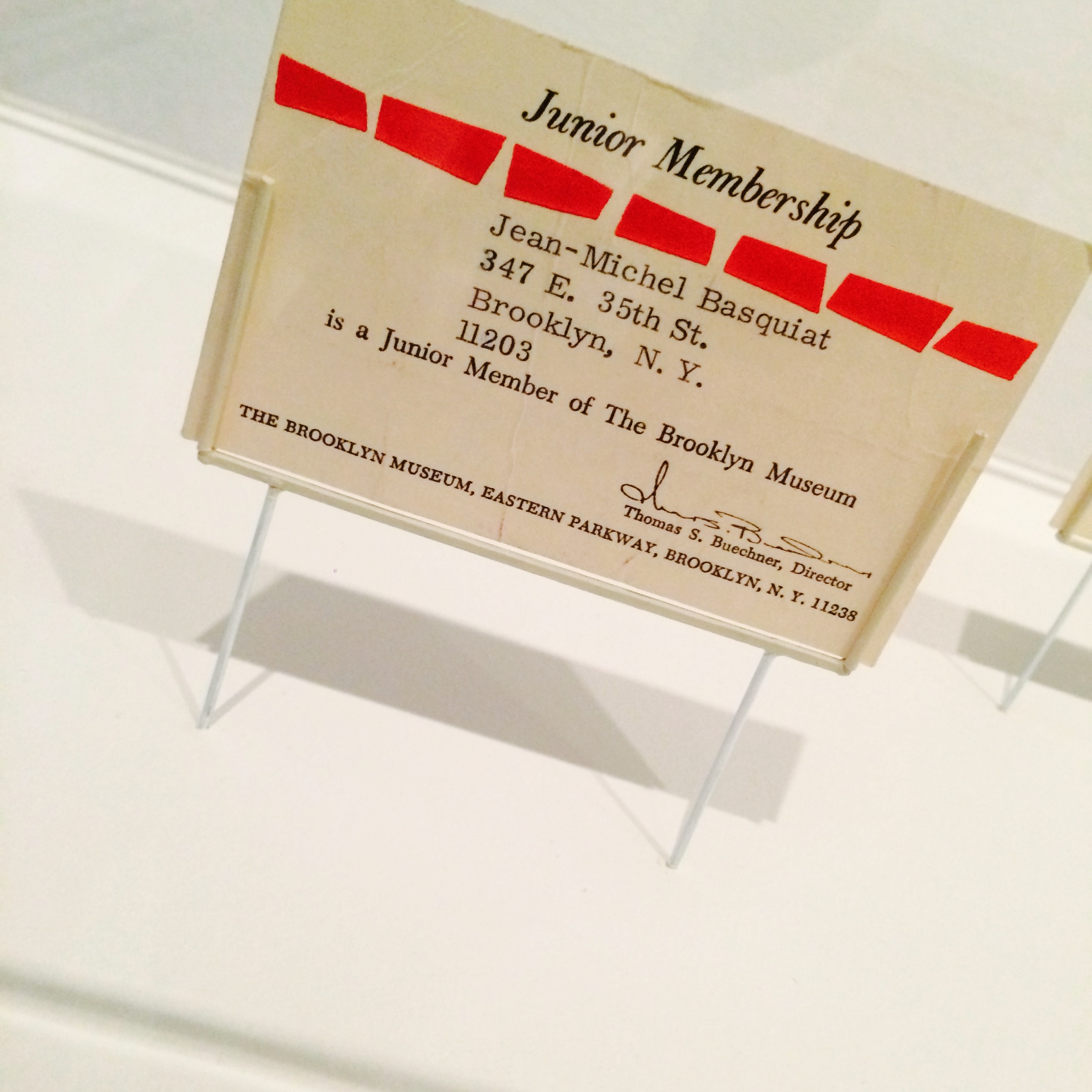 Among the archival treasures at the Brooklyn museum was this original junior membership to the museum that belonged to Jean-Michel Basquiat.