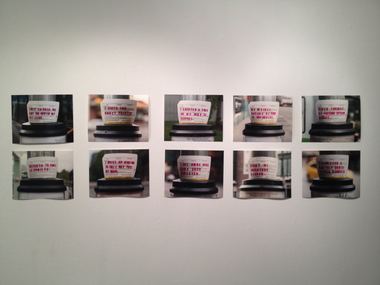 An installation shot of Andi's response piece to Holzer-- exhibited at KPU as part of the "Talking Back" exhibition prior to departure for New York and Venice.