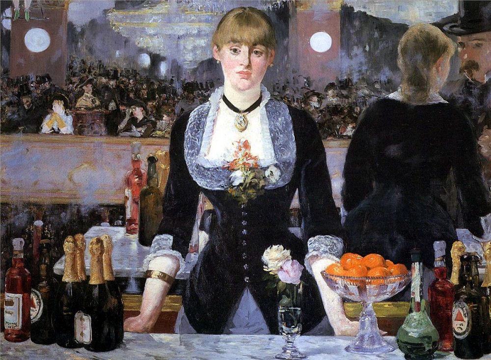 Eduard Manet, A Bar at the Folies-Bergère (1882)-- why doesn't this painting add up, and why is this important to the artists part of the Impressionist movement? Come learn more in FPA 167.
