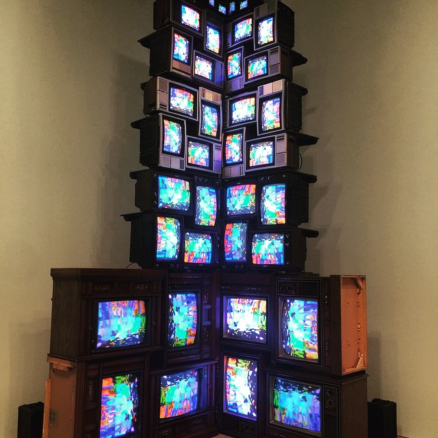 Nam June Paik, V-yramid (1982), visited at the new Whitney Museum, New York during this past summer's NYC/Venice Biennale Field School. 