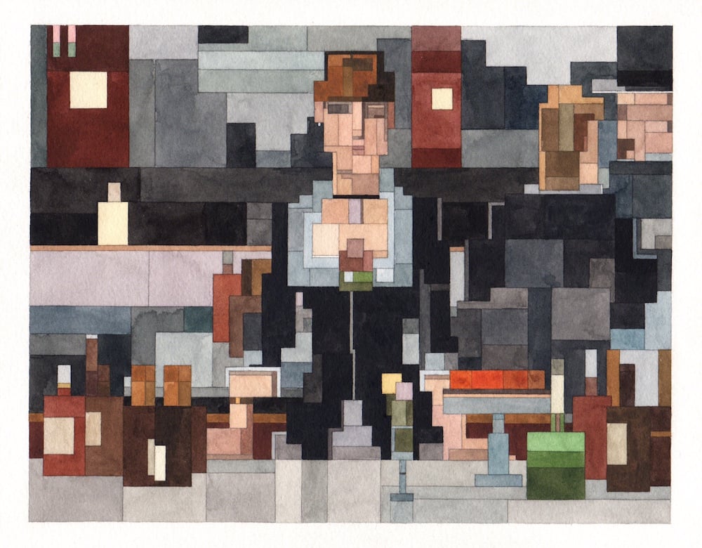 "New ‘8-Bit’ Watercolor Paintings Inspired by Famous Artworks and Pop Culture Icons by Adam Lister"