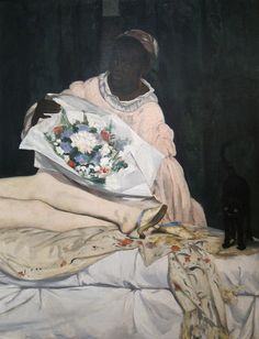 This servant bringing Olympia flowers is important to our understanding of her implied status.