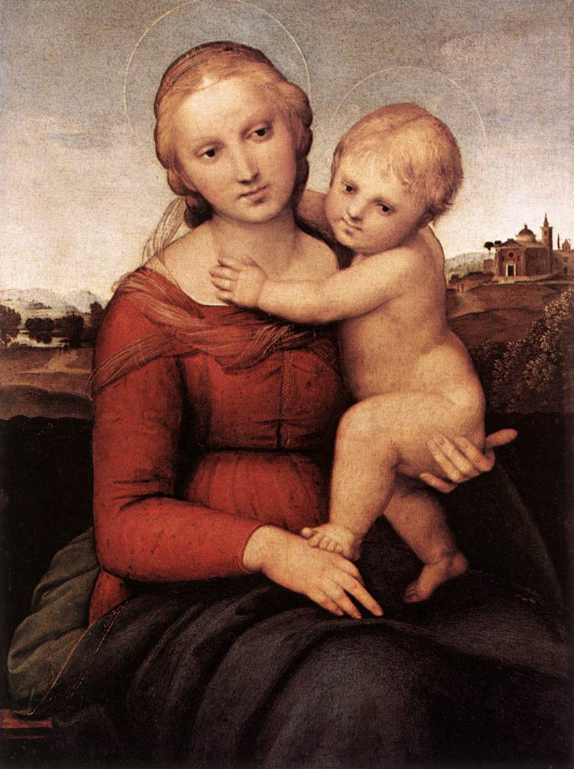 Raphael, Small Cowper Madonna (1505) The theme of mother and children in visual art is a universal story that is part of the Western Judeo tradition.