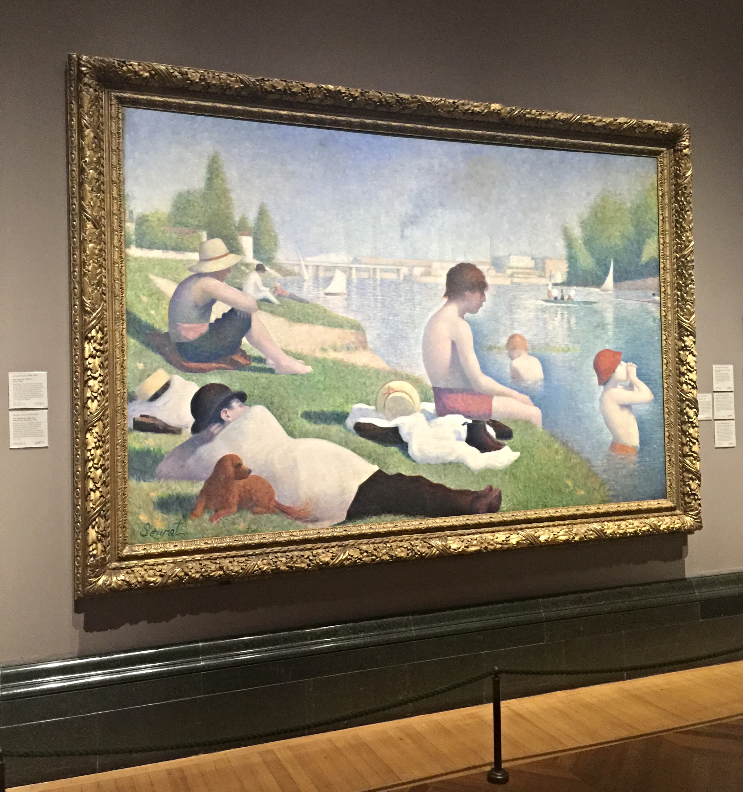 Georges Seurat, Bathiers at Asnières (1884). Themes of alienation, class, labour, and rituals of leisure are explored through form and content.