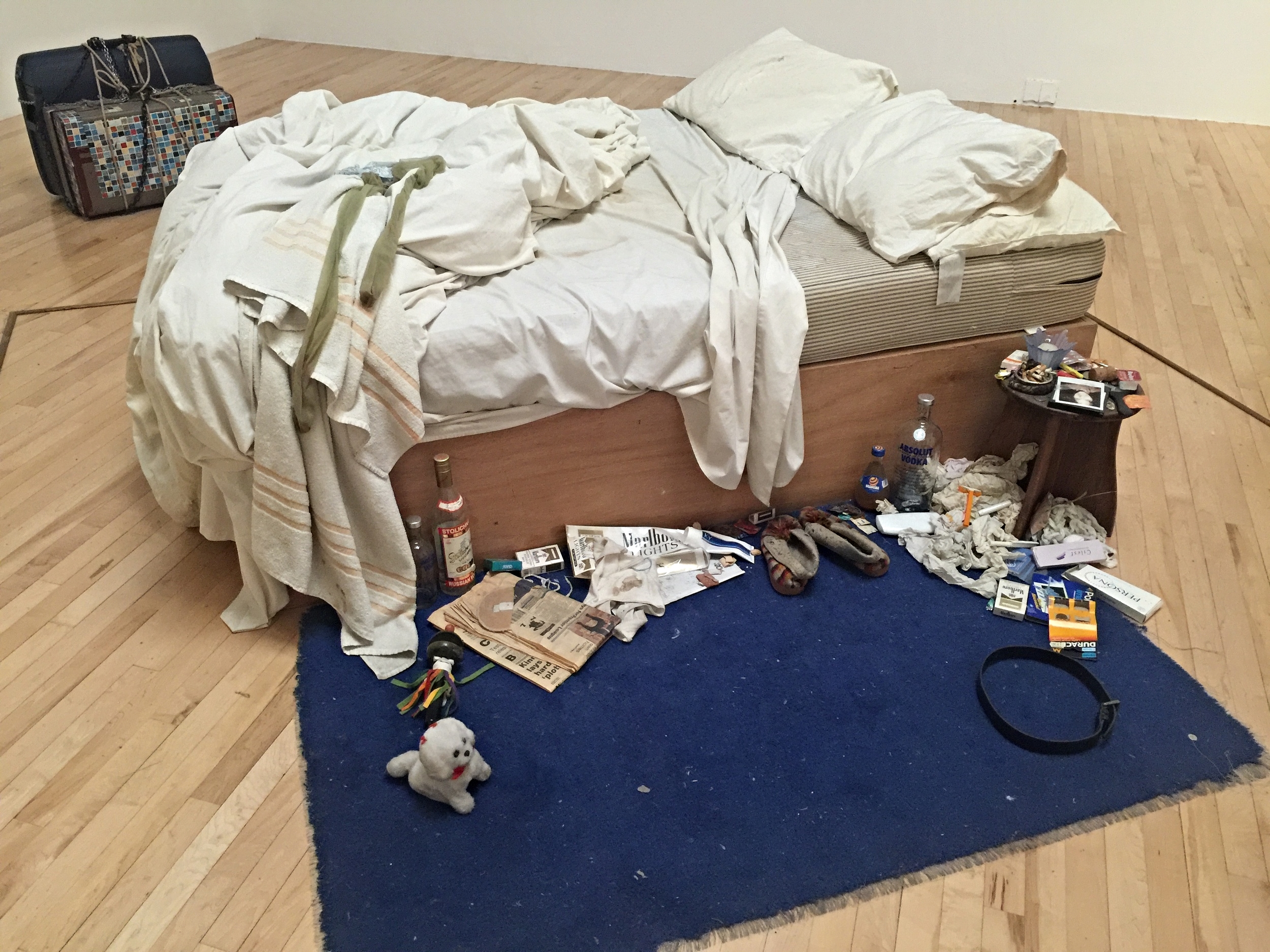 Tracey Emin, My Bed (1998). The details and arrangement of debris surrounding the bed captivated my attention, as did the smell of this most famous art installation. 