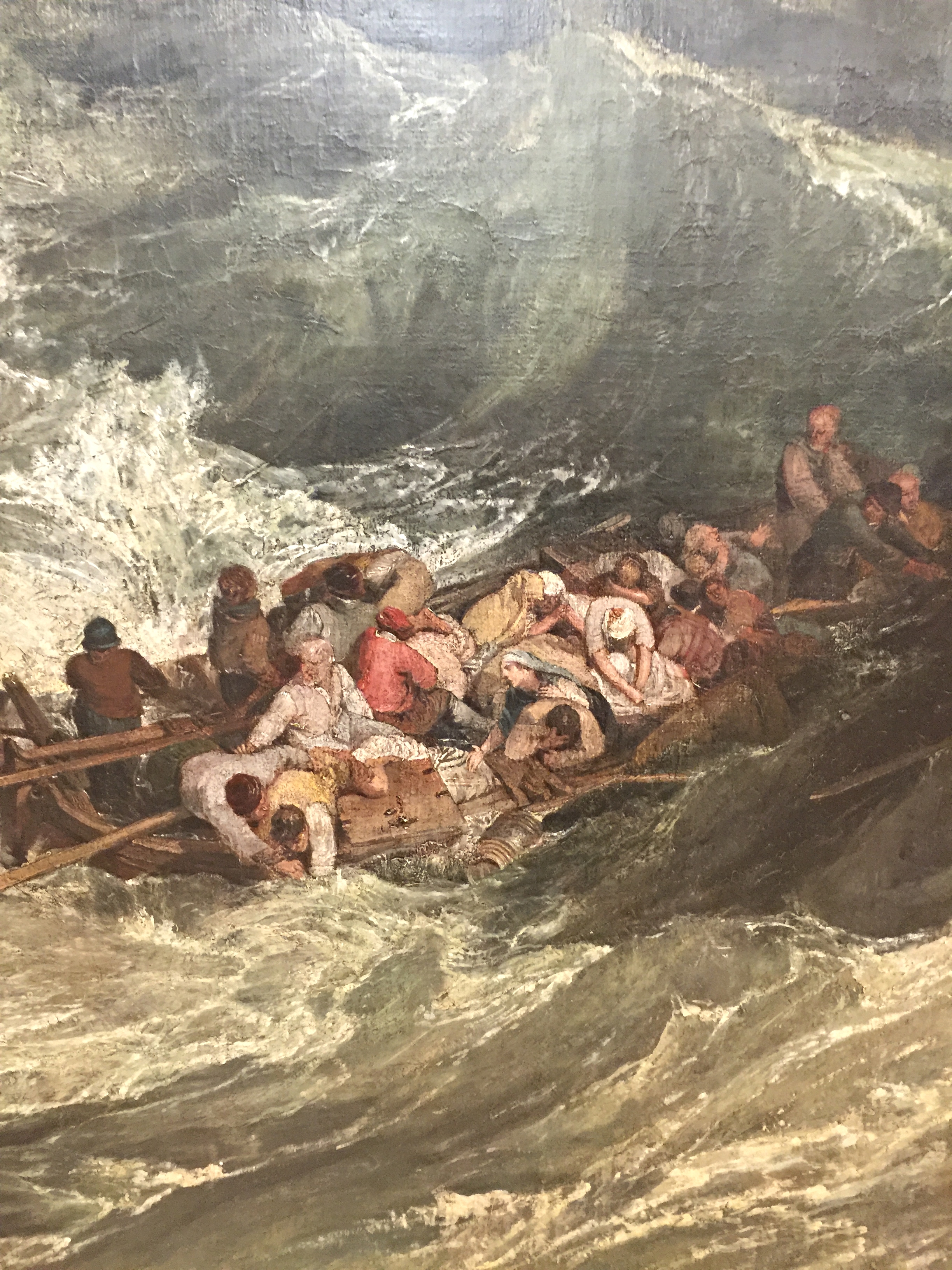 detail from Turner's Shipwreck. Notice how Turner's figures are always fighting the sublime force of nature. Seeing the expressions and narratives up close is marvelous.