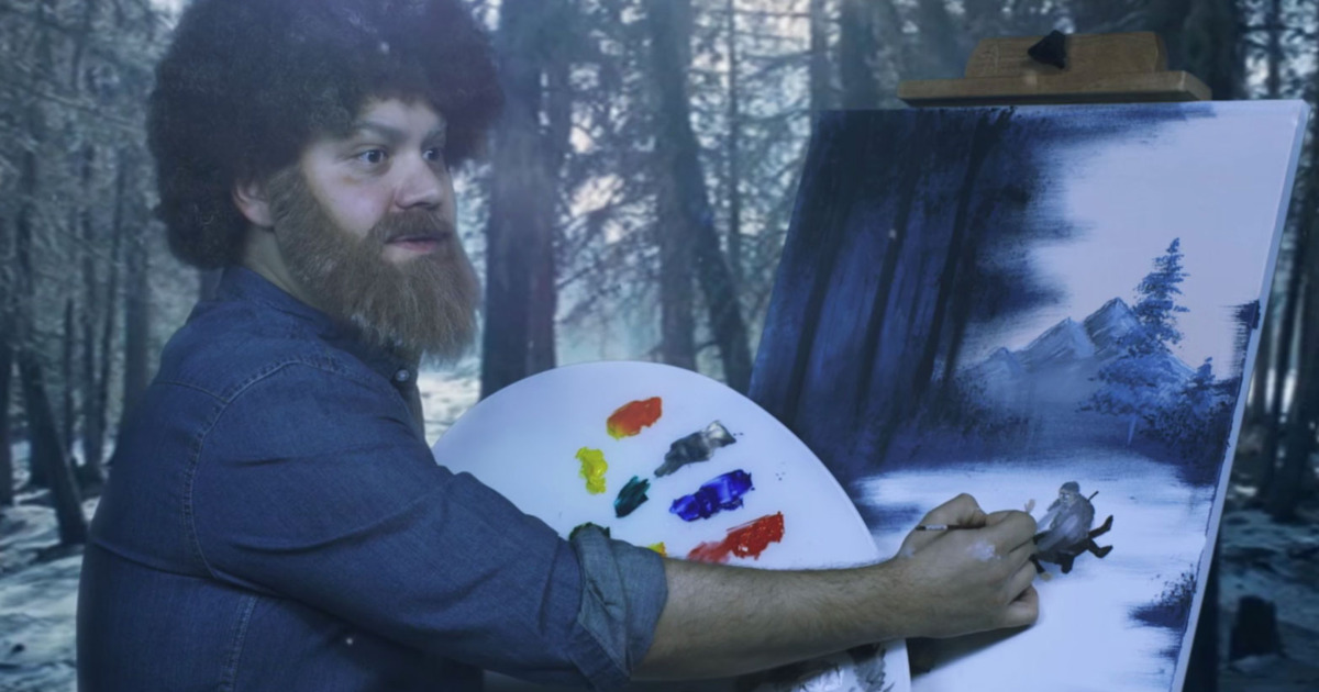 "Watch ‘Bob Ross’ Paint the Happy Little Blood-Soaked Winterscape of The Revenant"