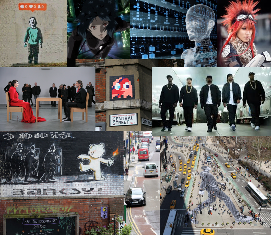 This course will explore case studies in street and graffiti art, hip-hop and punk culture, video gaming, anime, new media and Internet art, urban performance art, activist art, grassroots fashion, street photography, and the world of mobile photography and filmmaking.