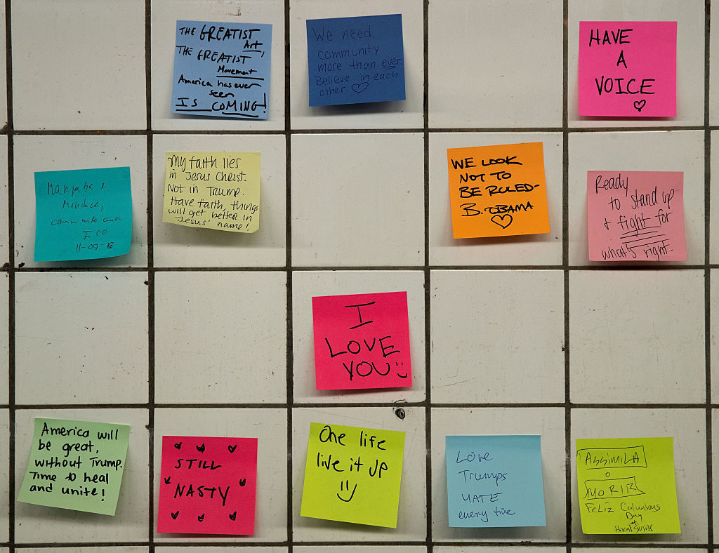 "Artist Offers Post-It Therapy in Subway for Grieving New Yorkers After Trump Triumph"