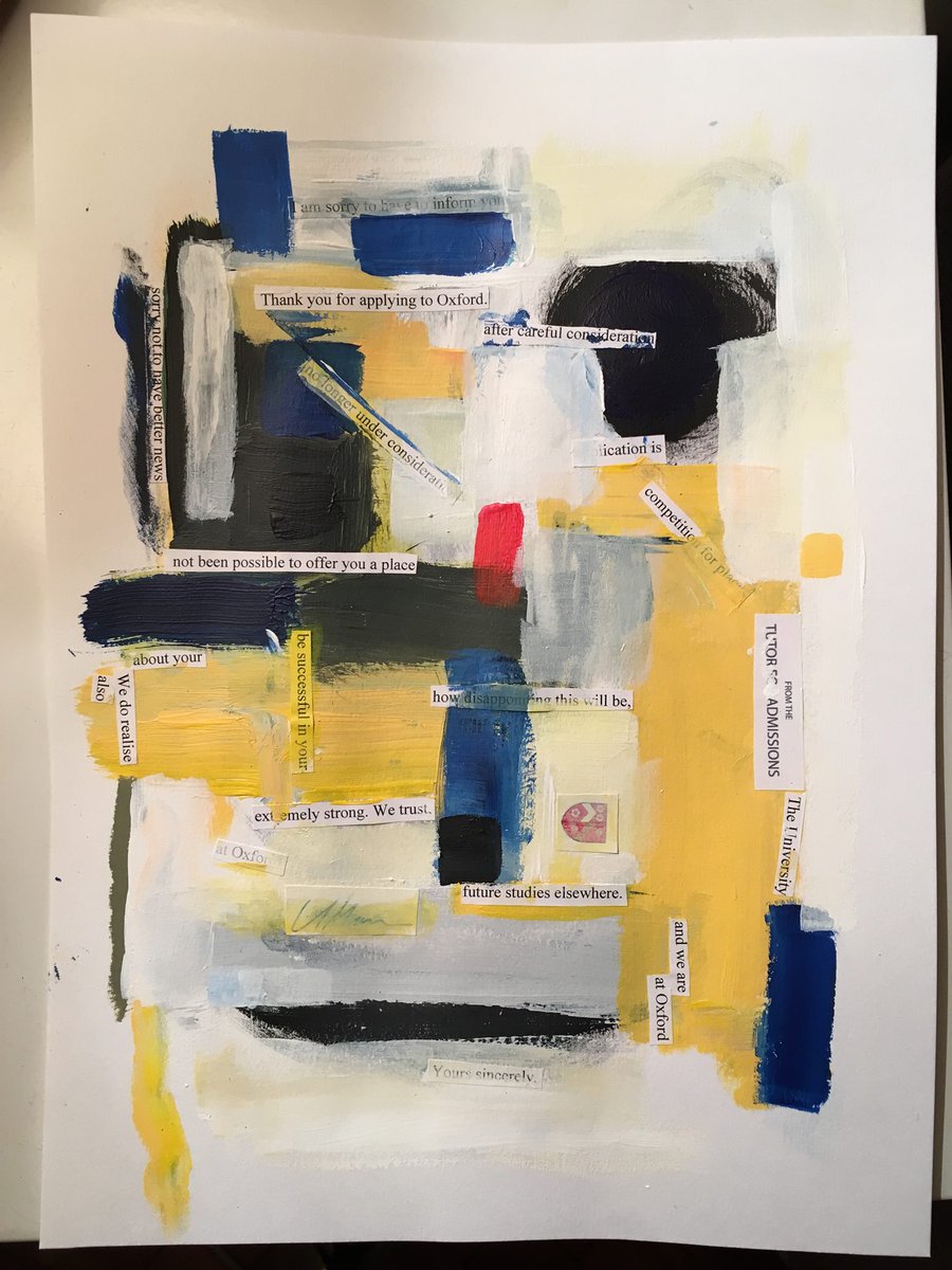 "Oxford University rejection letter turned into art"