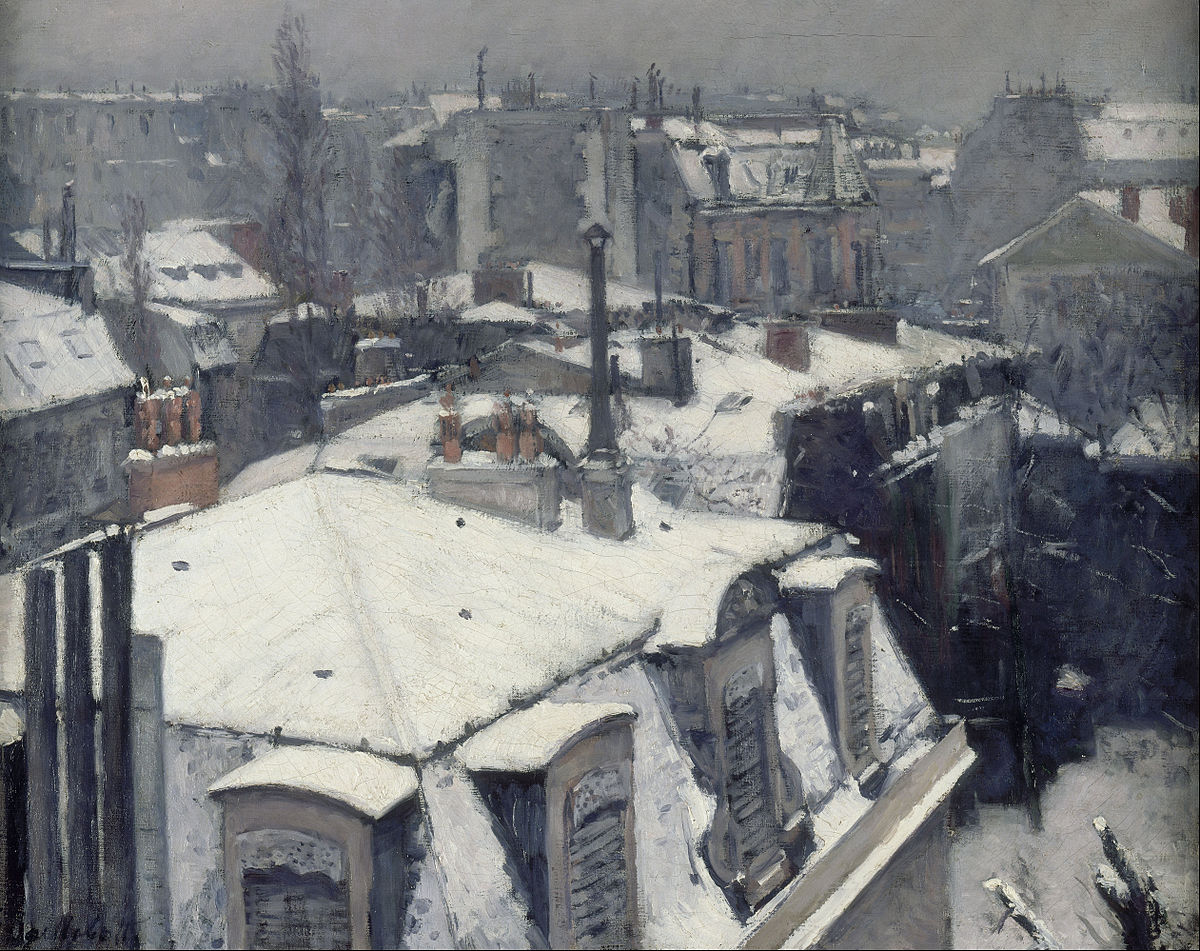 Zoe was assigned Gustave Caillebotte's Rooftops in the Snow (1878) to work with from the Orsay collection.