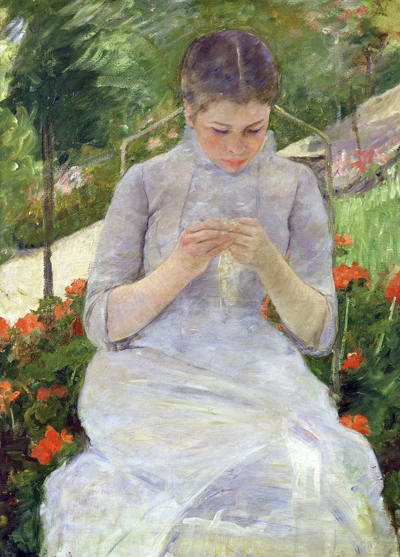 Josie was assigned Mary Cassatt's Young Girl Sewing in the Garden (1880) from the Orsay collection to dialogue with in her art projects.