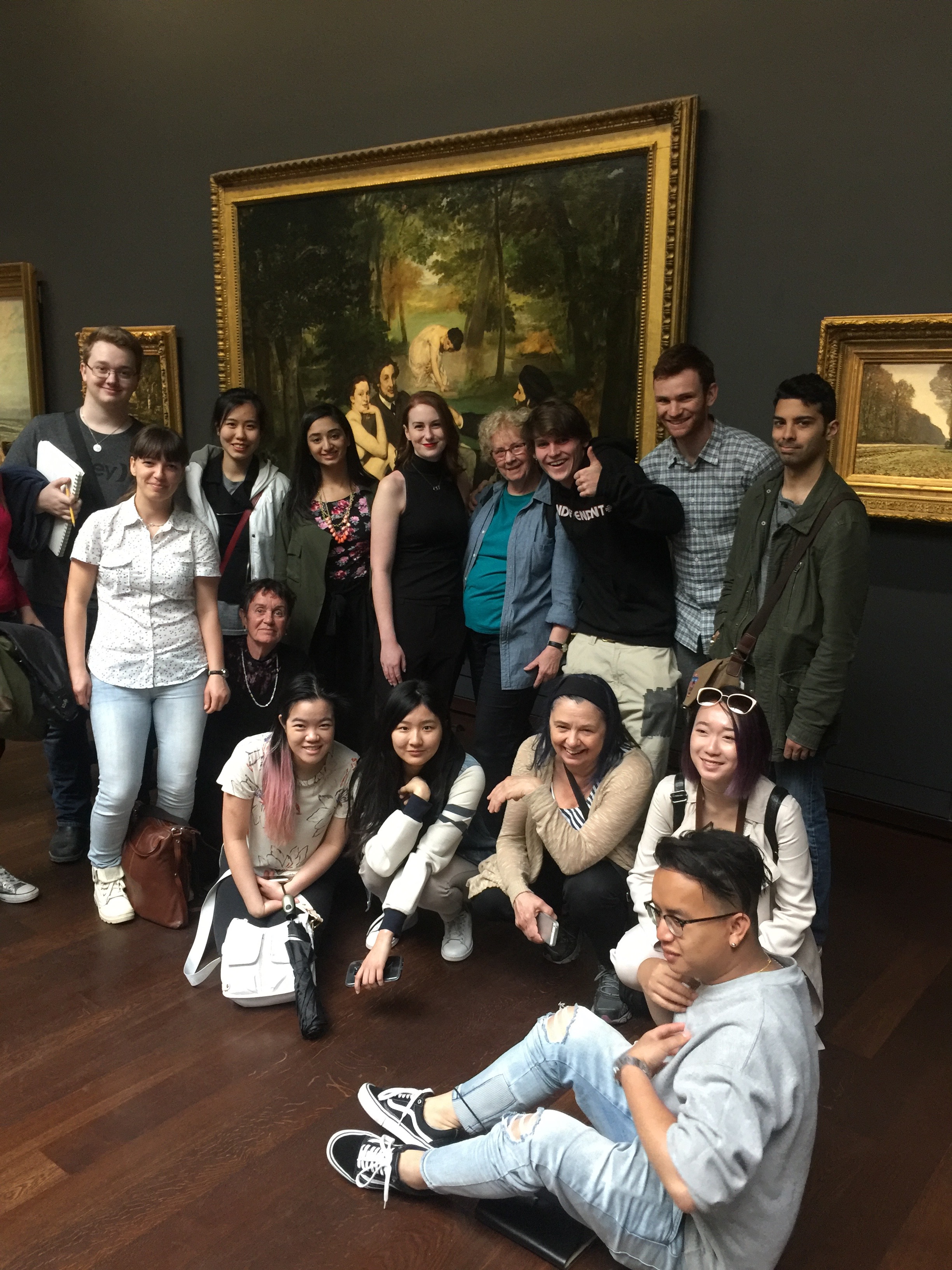 Group photograph at the Orsay in front of one of the most important works of modern art-- Edouard Manet's Le Déjeuner sur l’herbe (1863). Kate second from far left. 