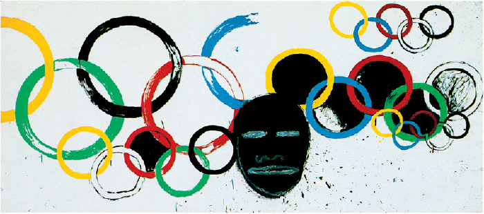 Jean-Michel Basquiat and Andy Warhol, from the Olympics and Olympic Ring Series (1983-5). 