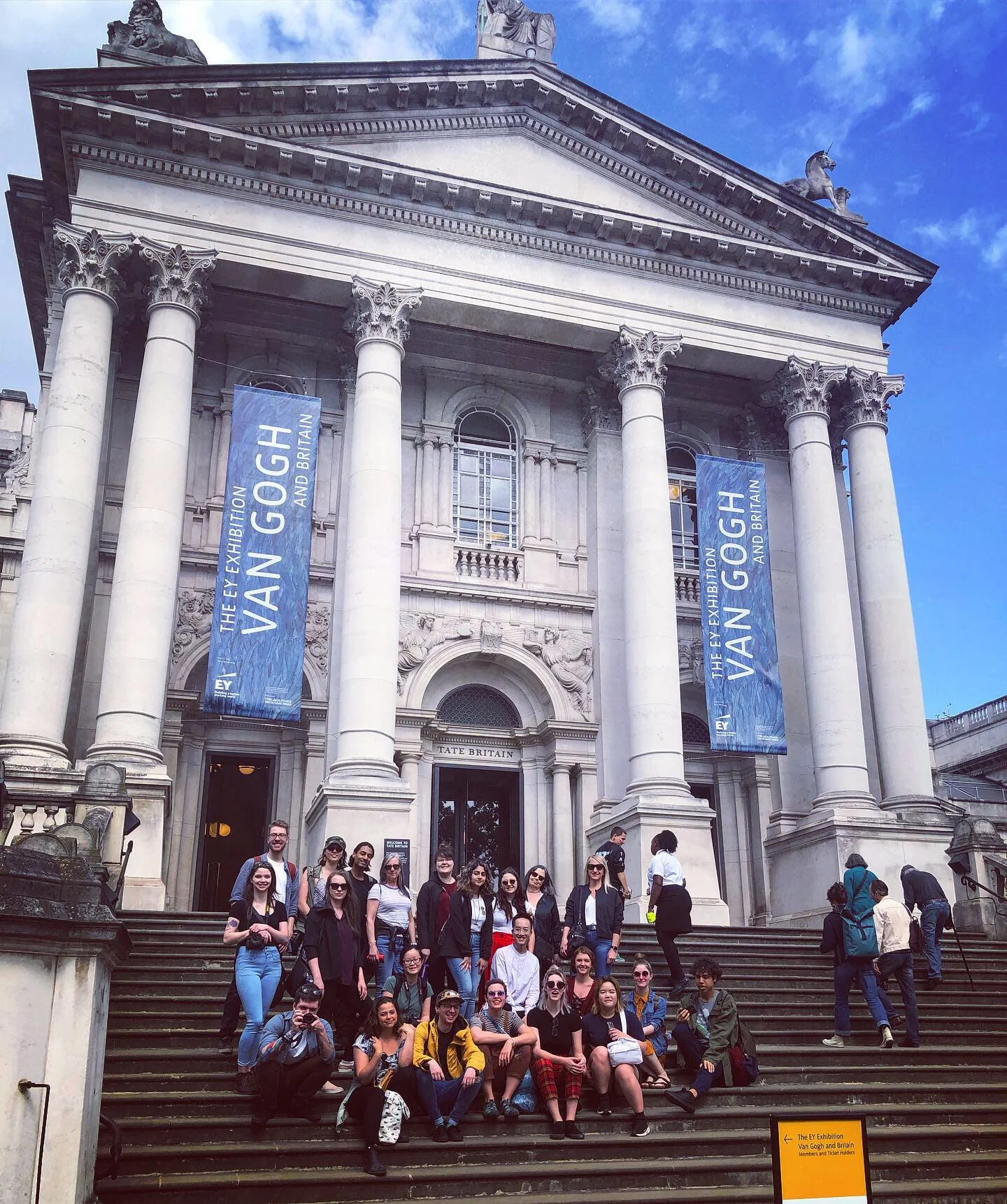 Group photo taken on the steps of the Tate Britain on our first full day of the field school.
