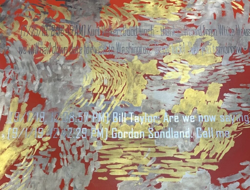 "‘Call Me’: Jenny Holzer’s Latest Paintings at Art Basel Miami Beach Highlight Revelations From Trump’s Impeachment Hearings"