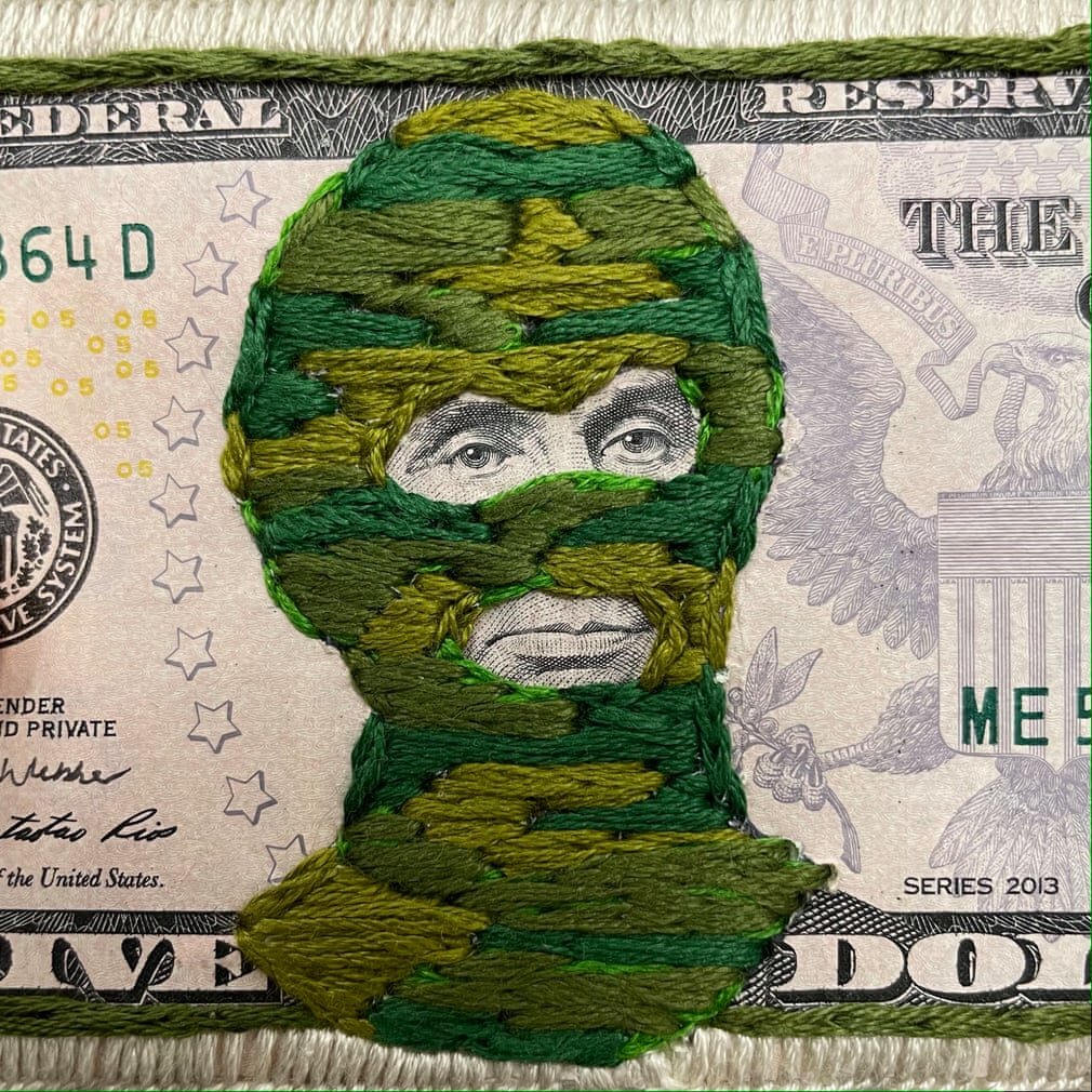 "Banknote embroidery as political art – in pictures"