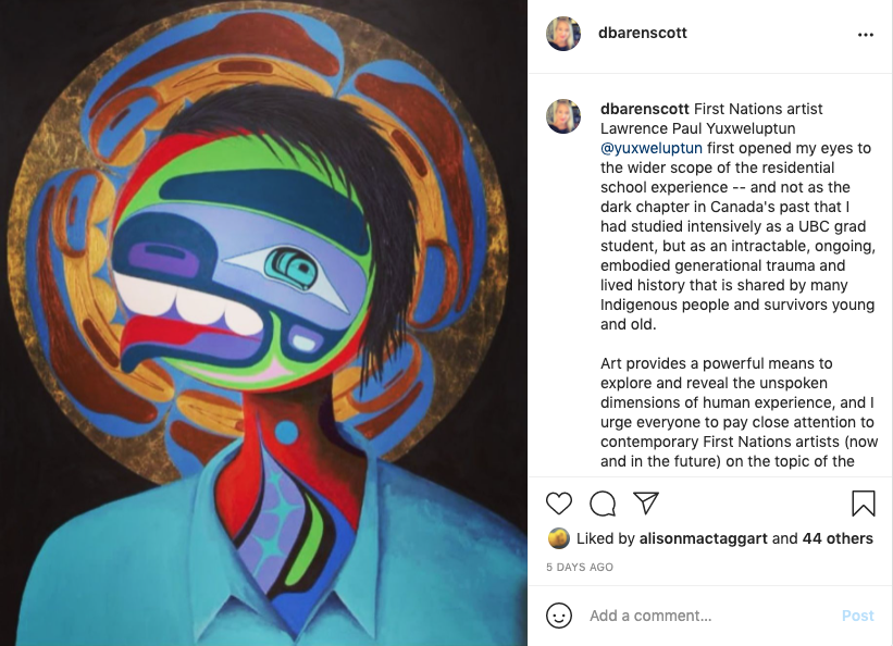 Amplifying contemporary Indigenous artists, especially those who attempt to capture the unfathomable dimensions of the colonial experience is a critical way to educate the Canadian public about Canada’s past and present relationship with First Nations peoples.