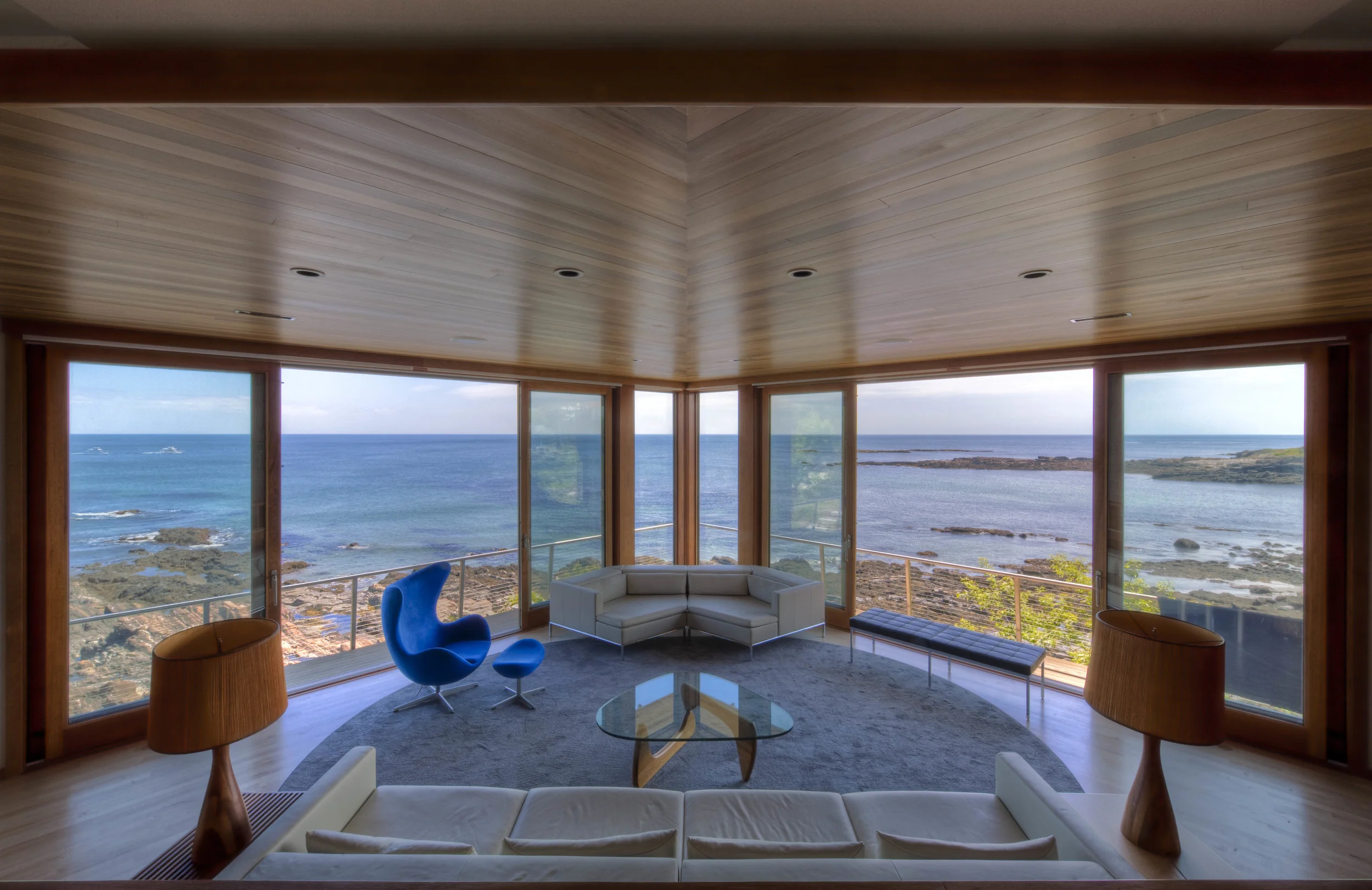 living room overlooking the coastline