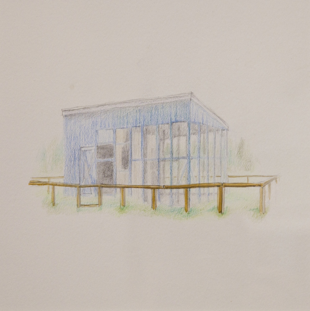   Enclosure,  9" x 9", colored pencil and gouache on paper, 2010 
