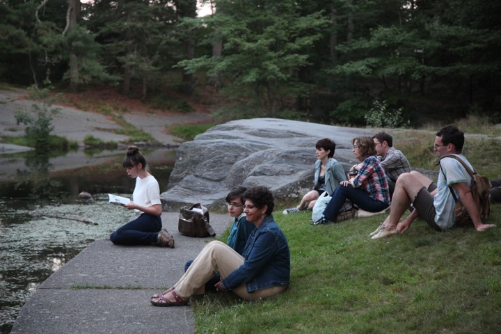   Bedtime Stories,  Public performance of reading bedtime stories to the urban wildlife in Point Pleasant Park, Halifax NS, July 2013 