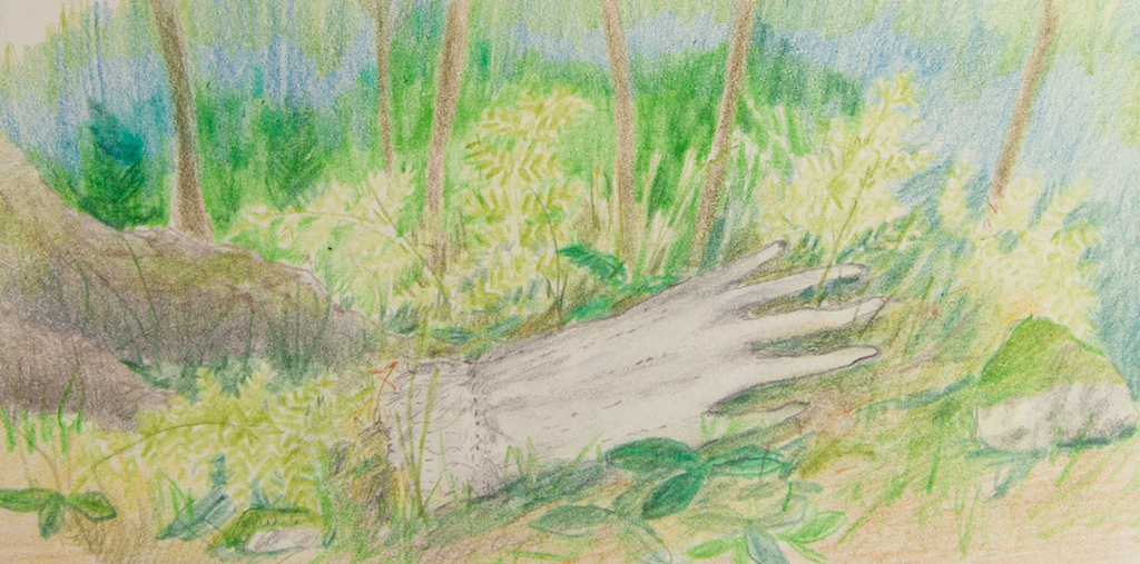  coloured pencil and pencil on paper, 7" x 3.5", 2015 