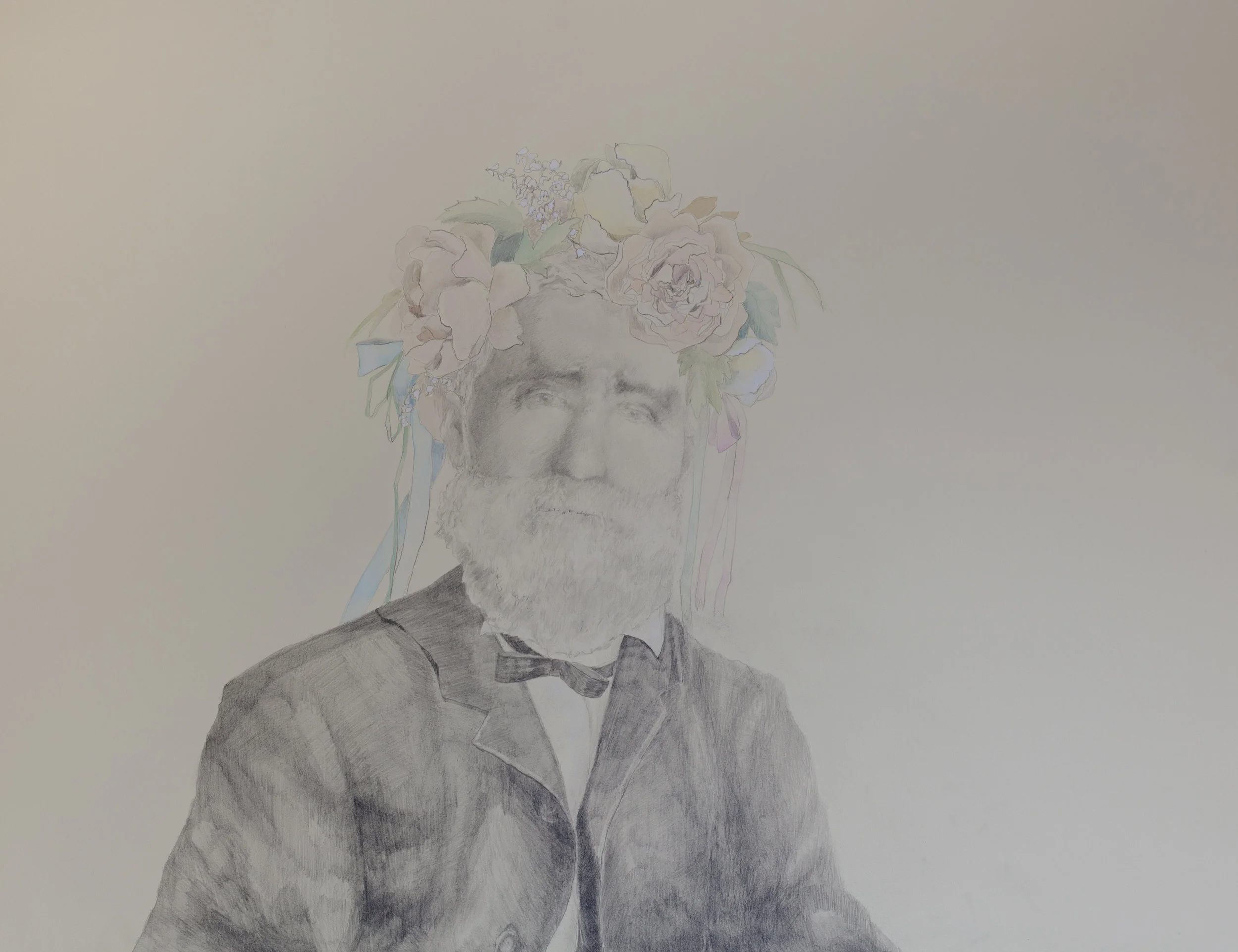 Portrait of Andrew Downs, world-renowned naturalist and proprietor of Downs’ Zoological Gardens (1811— 1892) , pencil and gouache on paper, 22" x 33", 2016