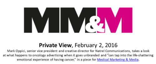 "Private View" column, Medical Marketing &amp; Media. February 2016 