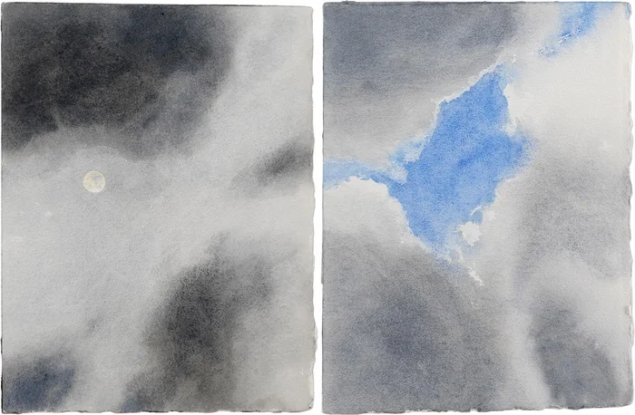 Geoffrey Hendricks, Clouds Moving Across Full Moon/Break in the Clouds , Cape Breton Island (Diptych), 2015