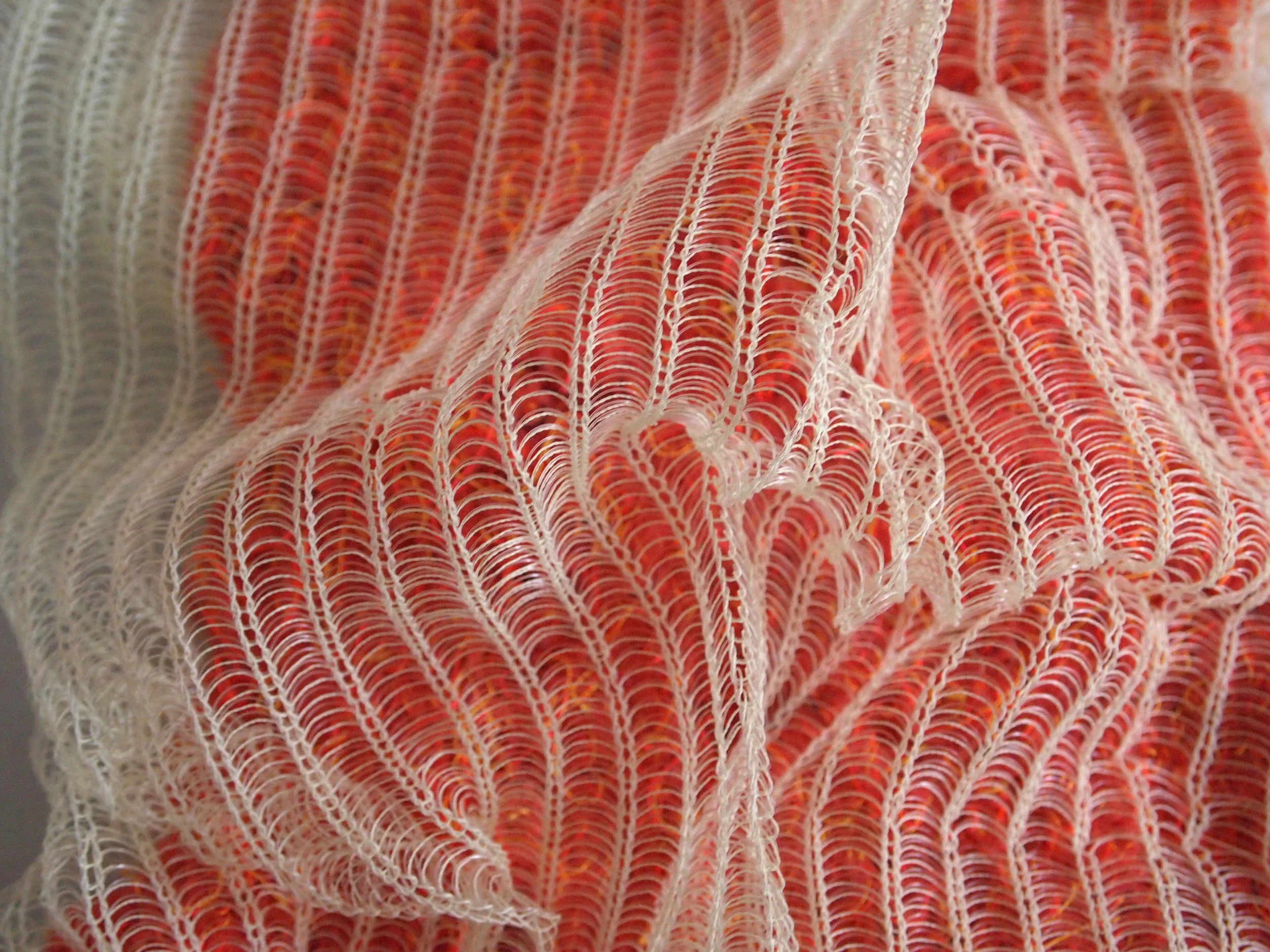 Machine Knit (Industrial Knitting Machine) Monofilament, Glow-in-the-dark Thread, Polyester, Nylon Elastic, Mohair