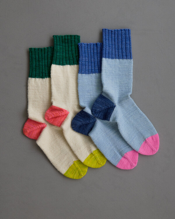 Easy Heel Colorblock Socks in New Colors