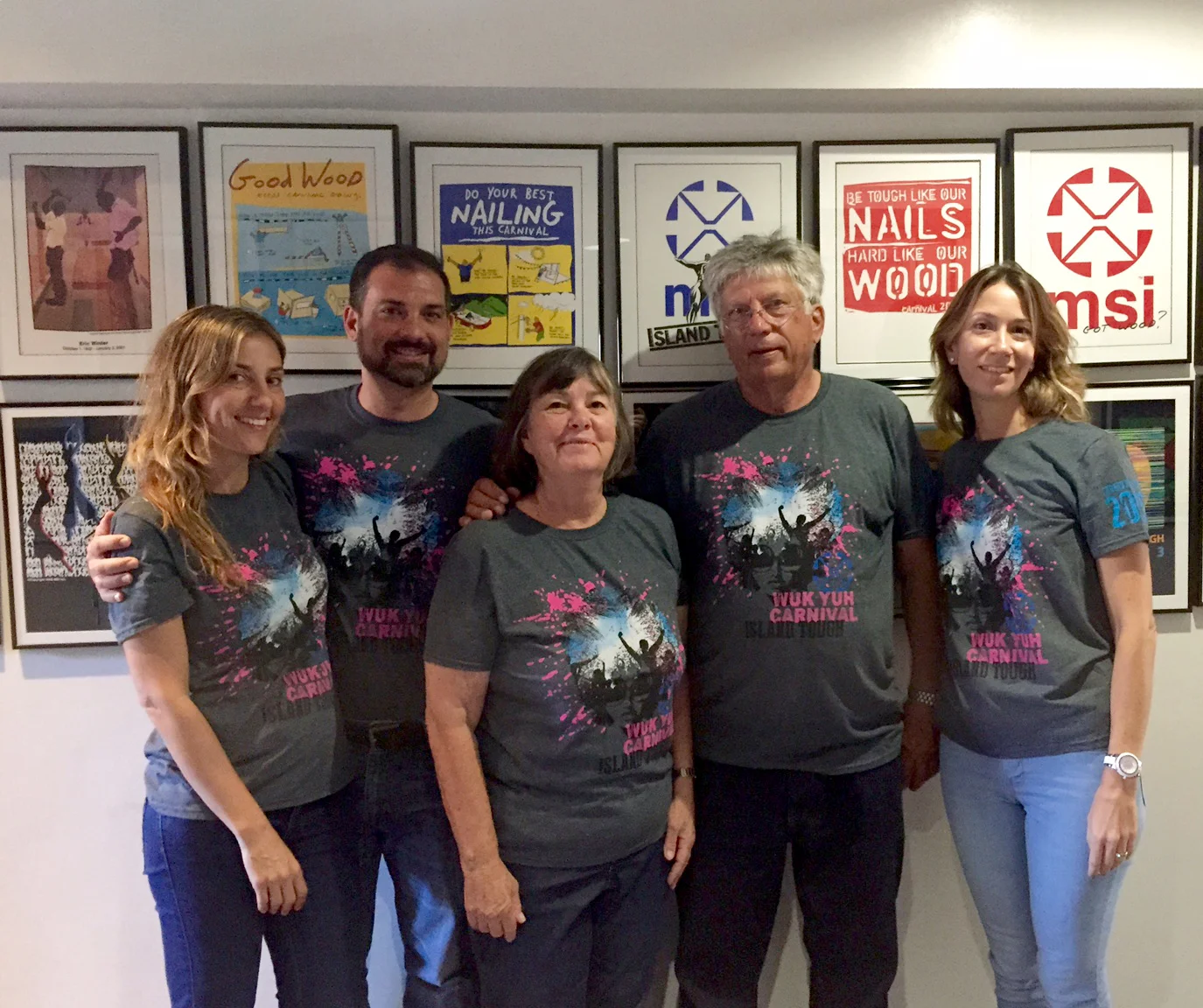 MSI has been making Carnival t-shirts since the 70's!  The Brunt family: Tom, Kris, Tommy, Tina & Pia. Not shown: Shane Brunt.