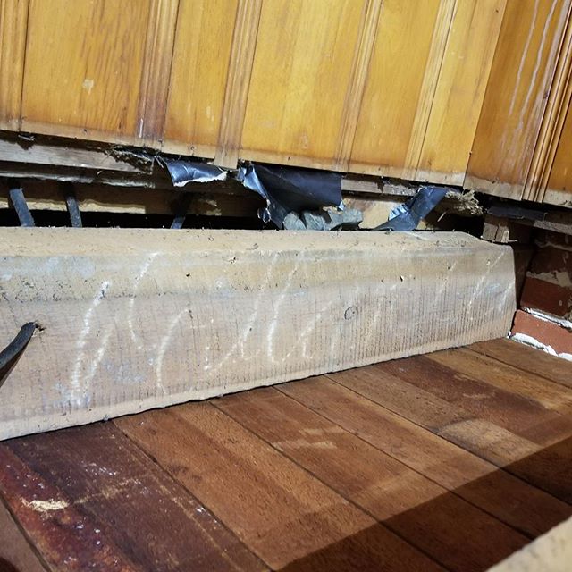 This is a beam on a house we are renovating. What do you think it says? #carpentry #beam #craftmanship #salisburymd #stmichaels #eastonmd #renovation #farmhouse #design #rustic #demolition