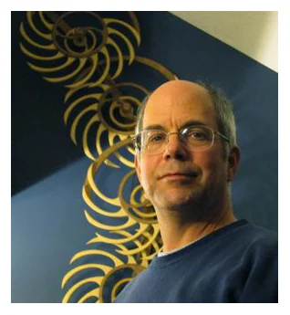 David C. Roy with Falling Water kinetic sculpture