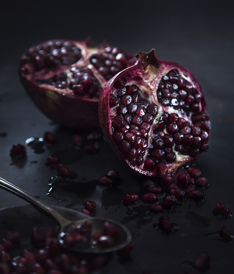 food photography of pomegranate