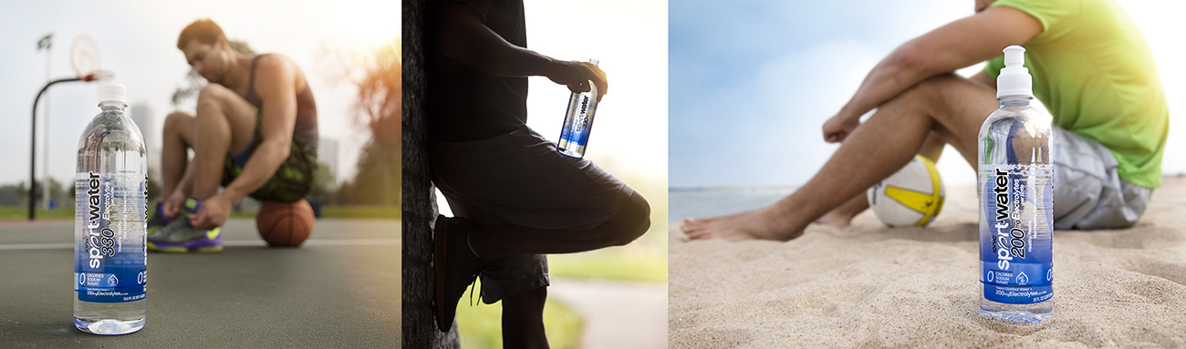 product and lifestyle photography of water bottle with athlete