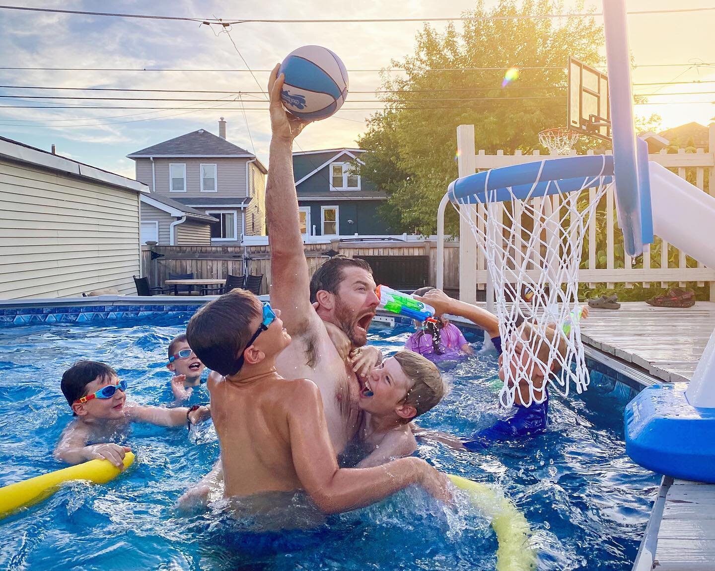 Summer&rsquo;s here, and the time is right - to posterize the those minions in the pool! #jwkphoto #summertime #posterized