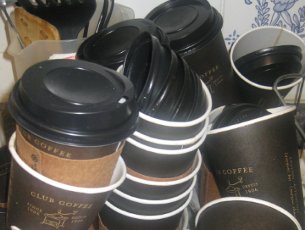 Scary facts: these weren't all the coffee cups lying around my house when we finished. Also Andrew doesn't drink coffee, only I do.