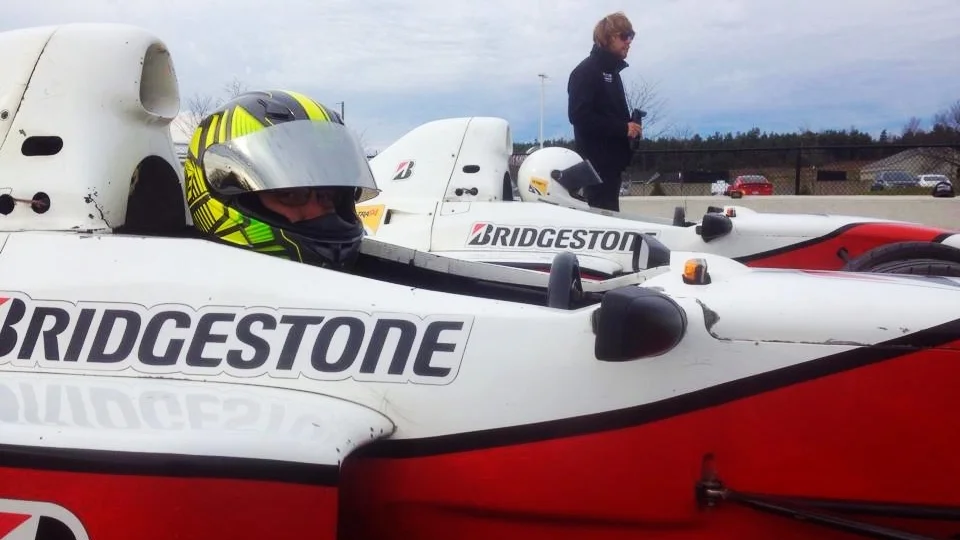 F2000, Driver Development Track, Ontario, Canada Foreground: Farook Manzar, Background: myself