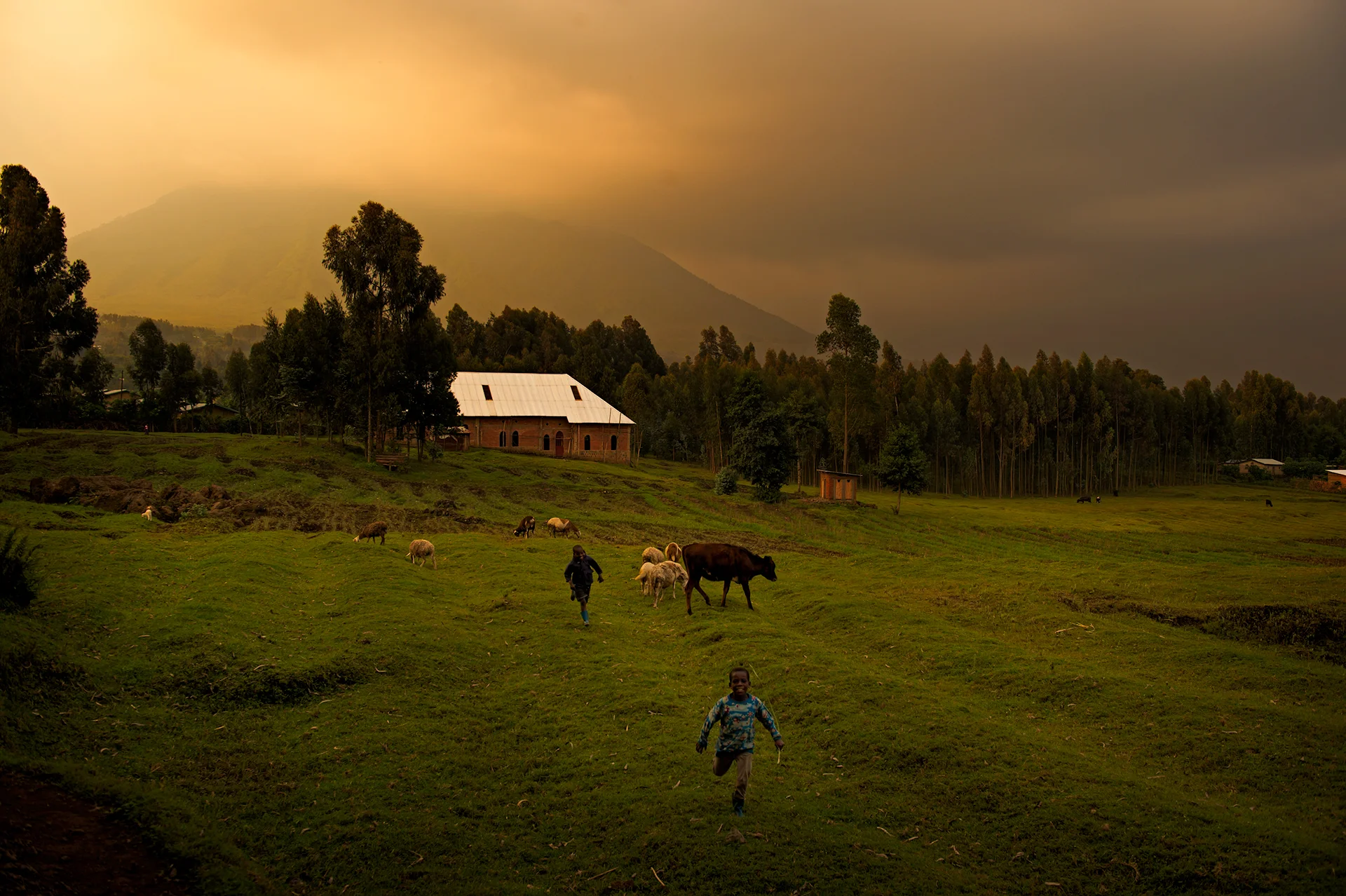 Boys running, Rwanda