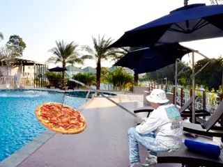 Fishing with Pizza in the Pool