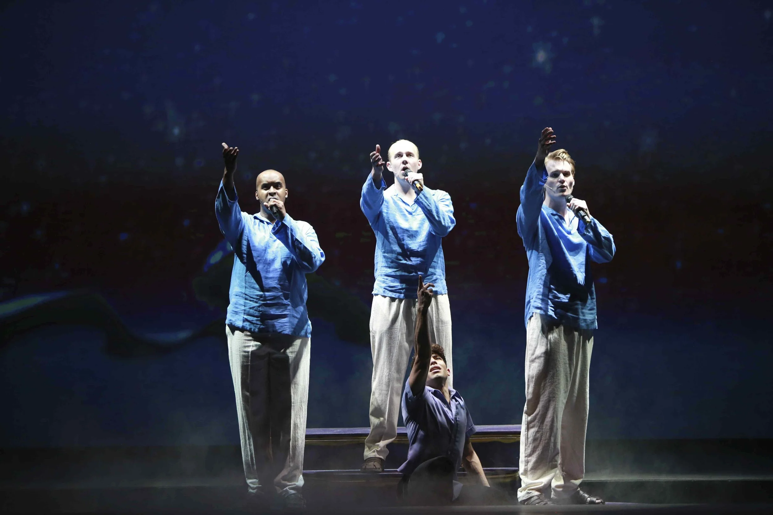 Alex with Kyle Fowler, Pete Simpson and Paul Baswell in Walt Disney: The Dream Goes On on the Disney Magic